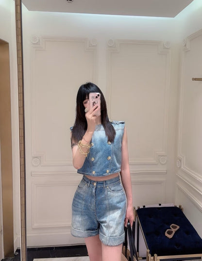 Balm* 25ss diamond denim vest