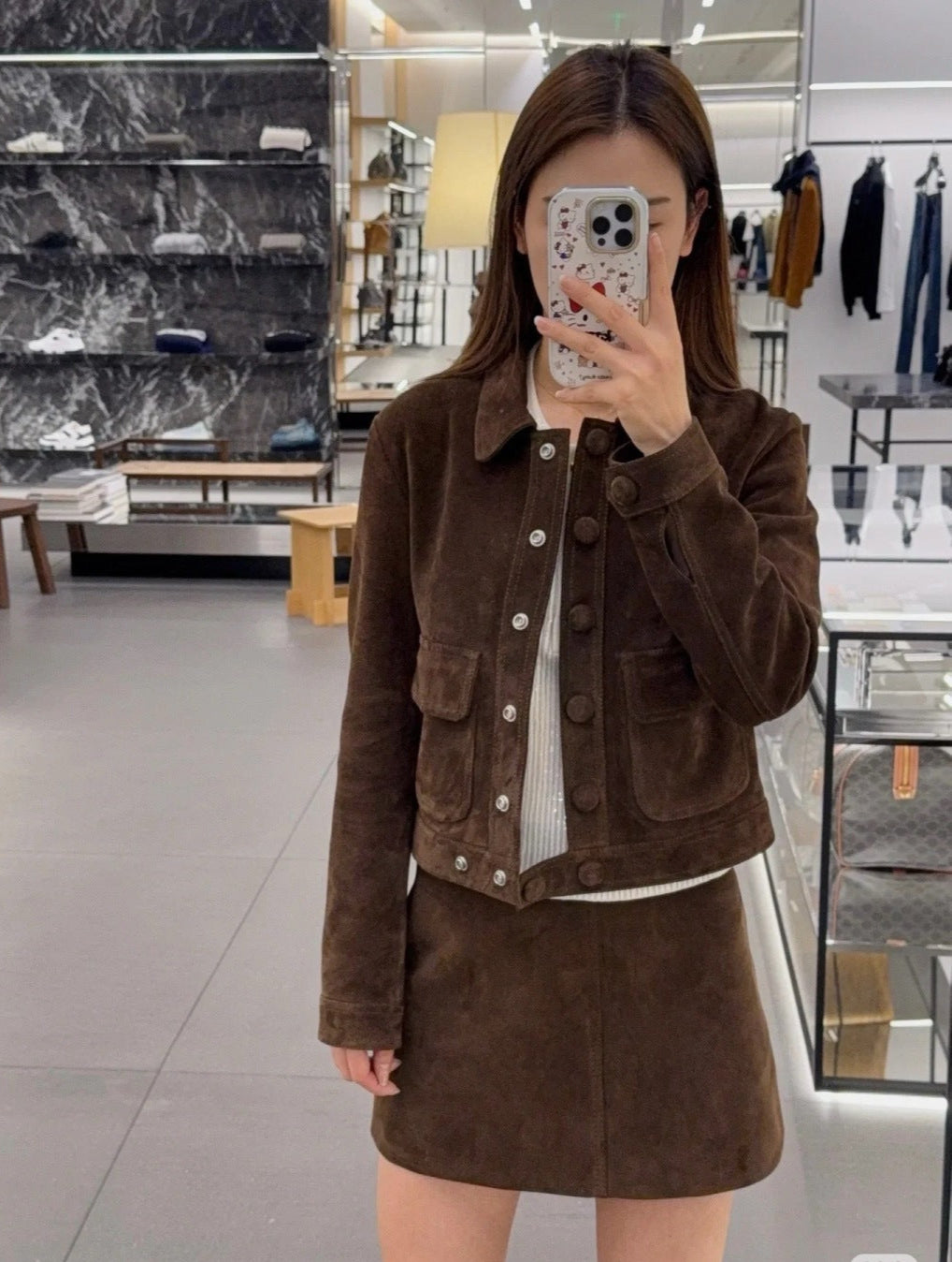 Cel* 25ss suede mini skirt