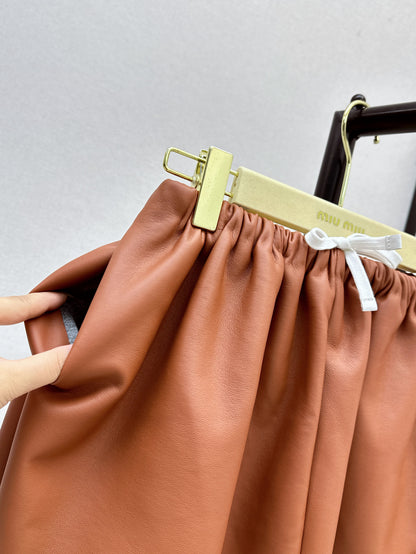 M*u 25ss nappa leather miniskirt
