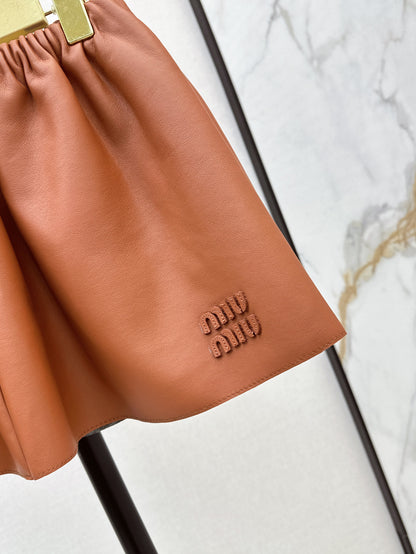 M*u 25ss nappa leather miniskirt