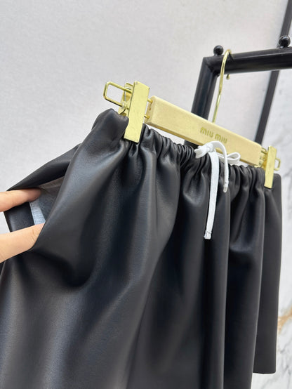 M*u 25ss nappa leather miniskirt