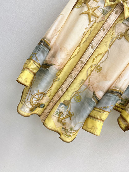 Zim* 25ss print silk blouse